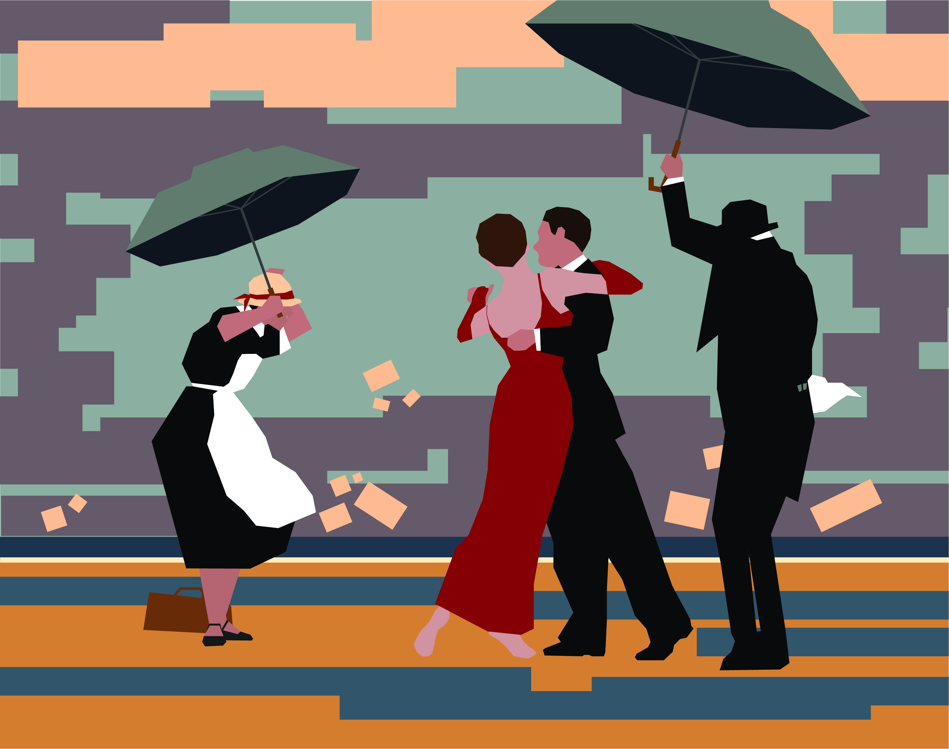 Parady art of 'The Singing Butler' by Jack Vettriano.