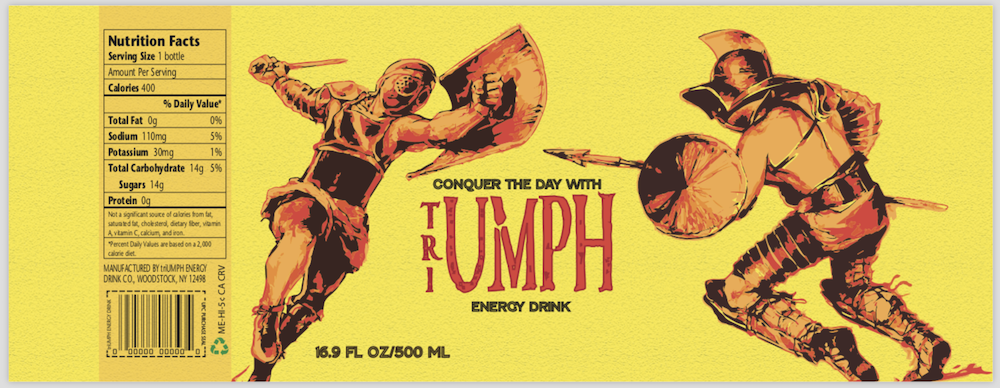 Can label for the new energy drink brand TriUmph.