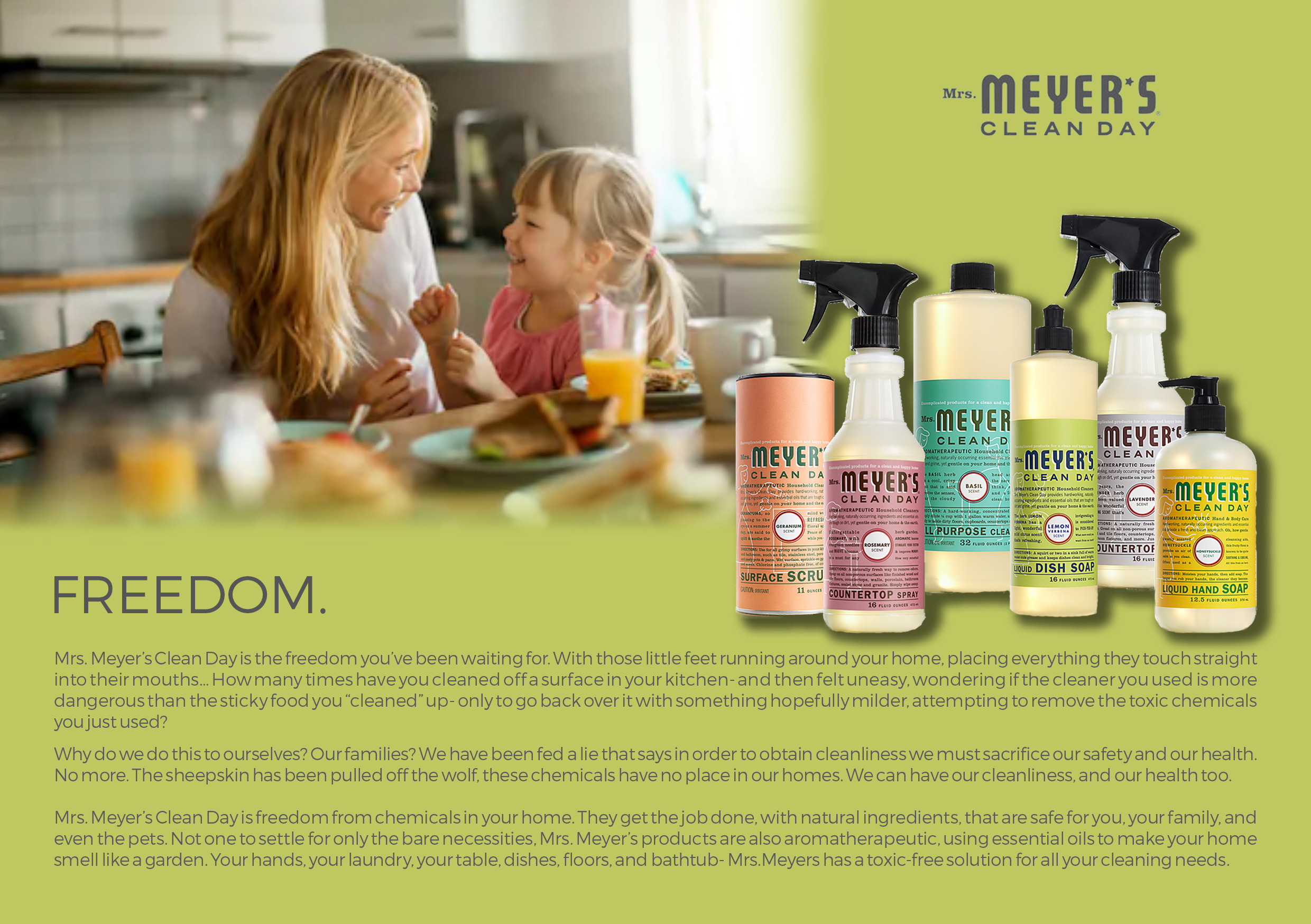 Magazine ad for the cleaning brand Mrs.Meyers.